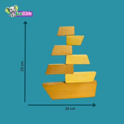 Eco-Friendly Wooden Balancing Boat – Educational Stacking Toy for Toddlers 2+ Years