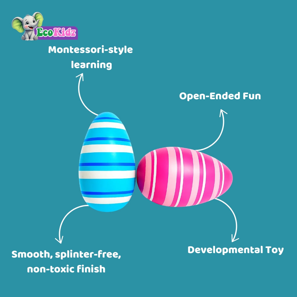 soothe, shake & explore: wooden baby set - teether, rattle & eggs combo!!