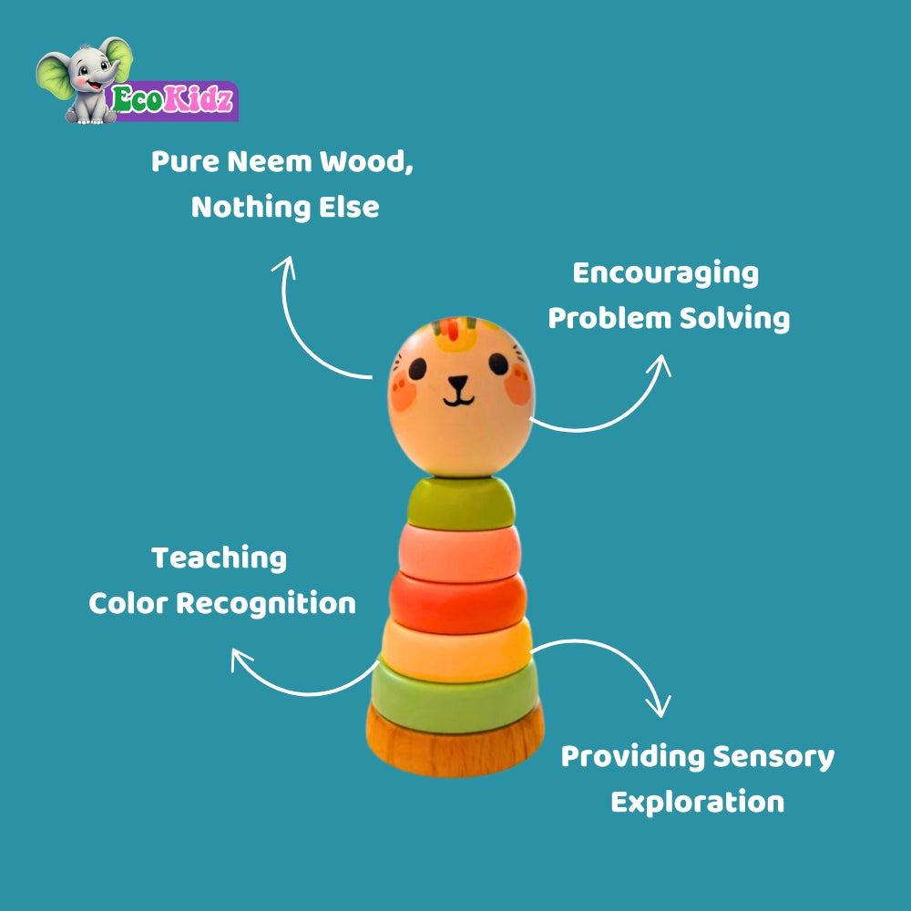 wooden 5-ring mini stacker: a montessori-inspired learning toy (0 to 3 years)
