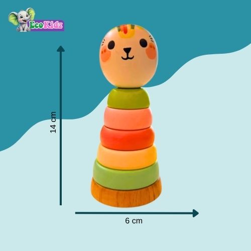 wooden 5-ring mini stacker: a montessori-inspired learning toy (0 to 3 years)