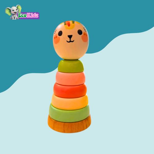 Wooden 5-Ring Mini Stacker: A Montessori-Inspired Learning Toy (0 to 3 Years)