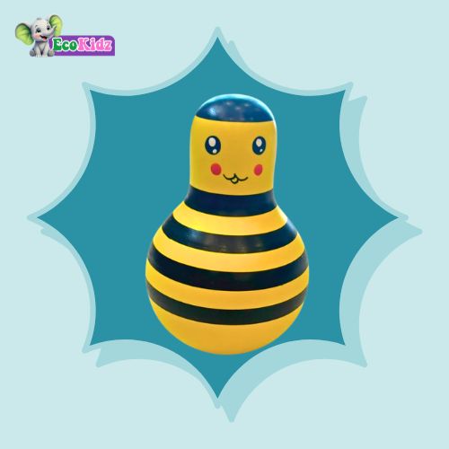 Honeybee Wobbly Toy – Eco-Friendly Wooden Rolly-Polly for Babies (6+ Months)