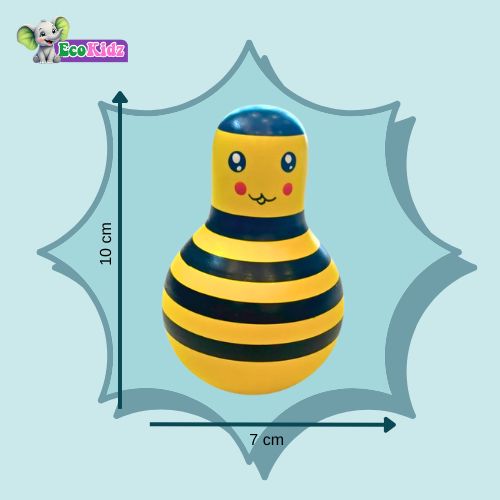honeybee wobbly toy – eco-friendly wooden rolly-polly for babies (6+ months)