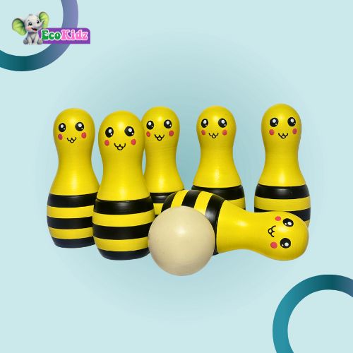 Roll into fun, strike up playtime: Wooden Bowling pins with Ball!!