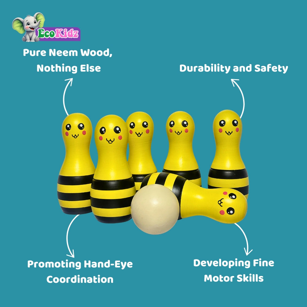 roll into fun, strike up playtime: wooden bowling pins with ball!!
