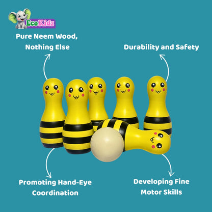 Roll into fun, strike up playtime: Wooden Bowling pins with Ball!!