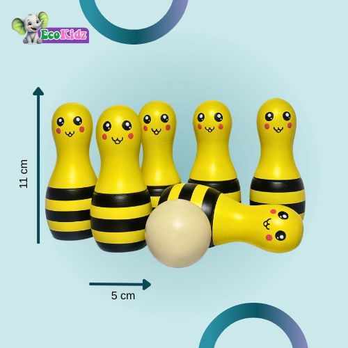 roll into fun, strike up playtime: wooden bowling pins with ball!!