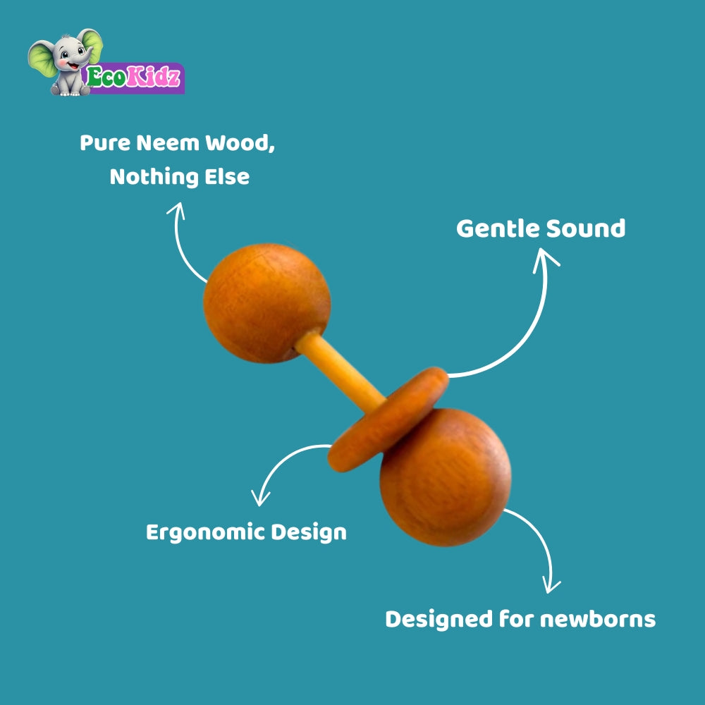 soothe, shake & explore: wooden baby set - teether, rattle & eggs combo!!