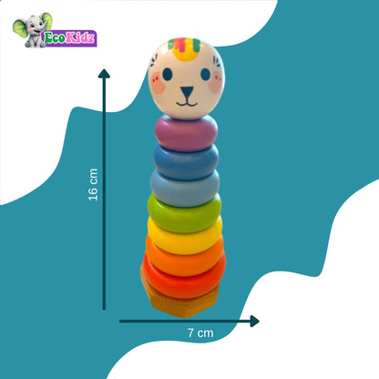 Wooden Rainbow Stacking Toy for Toddlers (12+ Months) – 7 Ring Montessori Stacker